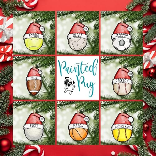 Miniatura 9 de Personalized Baseball Ornament with Santa Hat Custom Name Christmas Gift for Player Coach Mom Dad Grandma MDF Hardboard Wood Handmade by The Painted