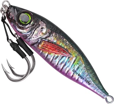 Slow Pitch Jigs Saltwater Fishing Jigging Lures Glow Vertical Metal Jigs with Assist Hooks Butterfly Jigs 3D Printing Offshore Deep Sea Ocean Fishing Pitching Lures for Tuna Kingfish Bluefin