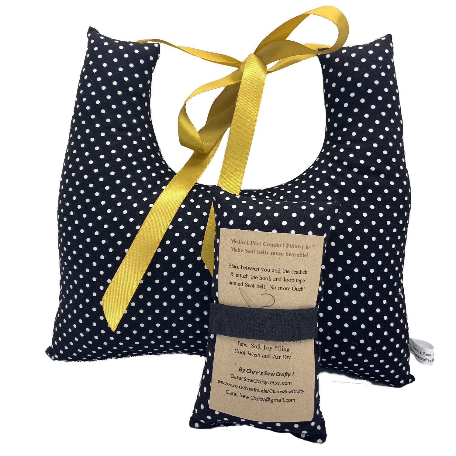 VARIOUS Patterns 10"x9" Underarm Single Mastectomy Lumpectomy Augmentation Gift Set +6" Seatbelt Pad, Breast Cushion Pillow SLNB Top Surgery (BLACK POLKA DOTS 3mm) — image 1