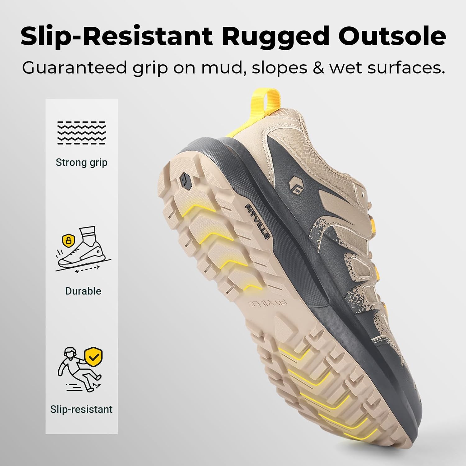 FitVille Men's Wide Hiking Shoes Water Repellent Trekking Trails Outdoor Sneakers Cushioned Lightweight Walking Running Shoes with Arch Support - Image 5