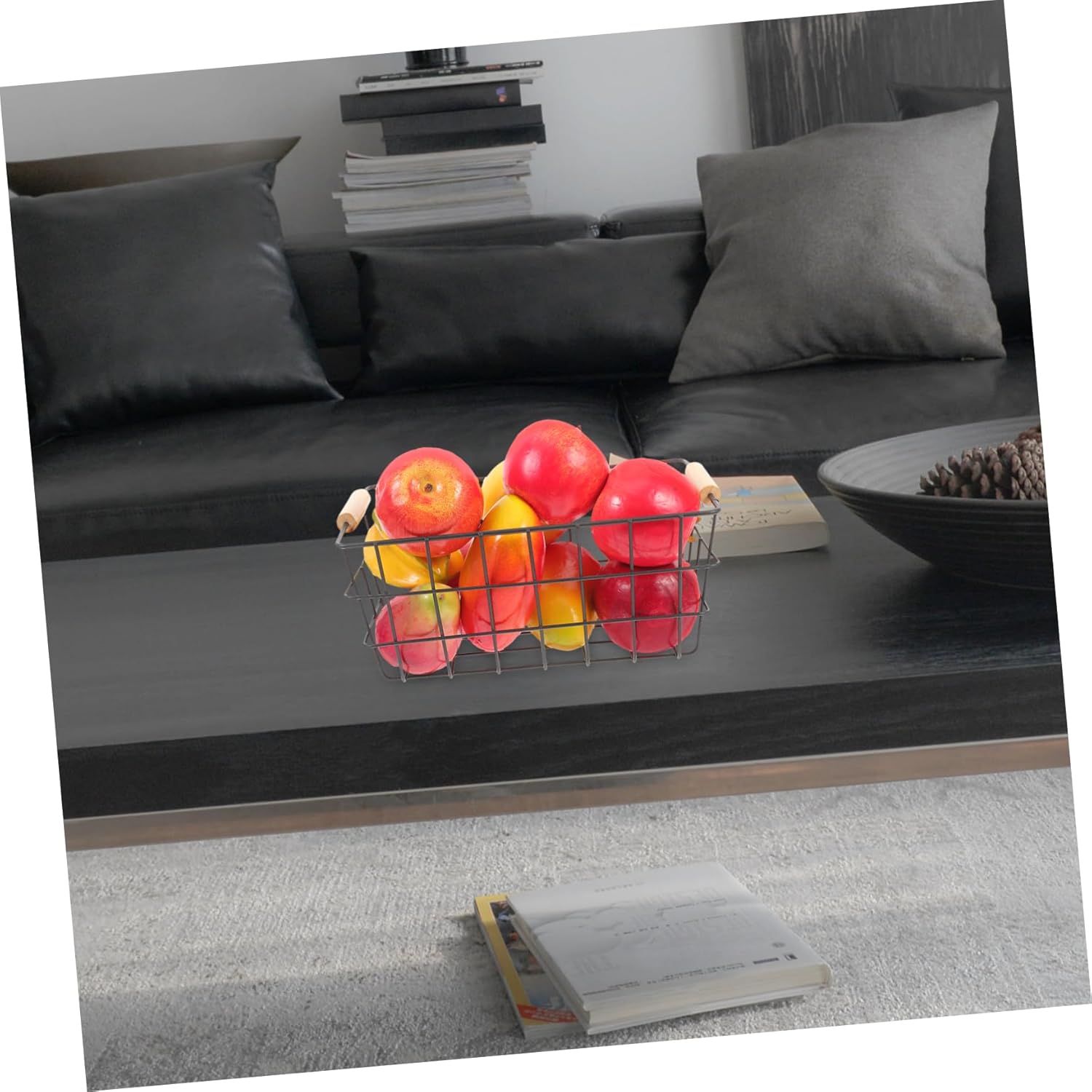 2pcs Portable Storage Basket Metal Baskets for Home Closet Bathroom Living Room Fruit Storage Toy Organizer Random Color