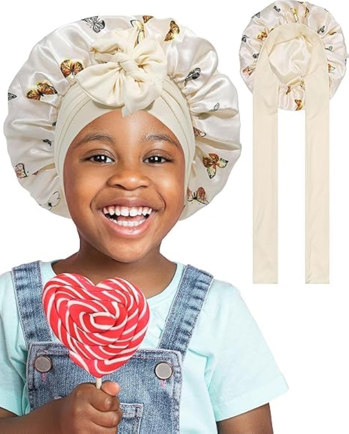 Bonnet De Nuit Satin Enfant Coubeau - Soie Pour Cheveux Bouclés - Double Couche Réglable 3-7 Ans