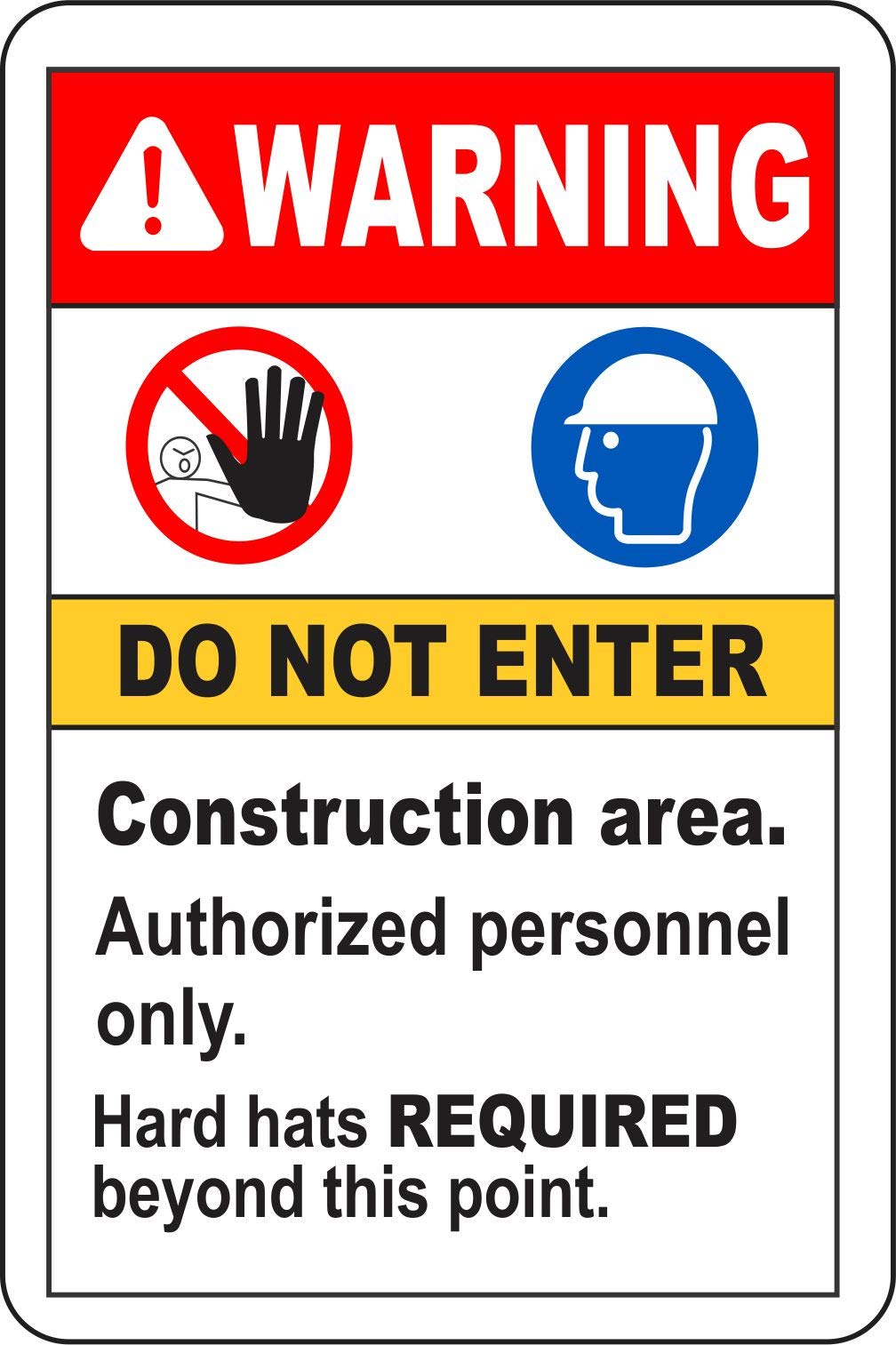 INDIGOS UG - Pegatinas - Seguridad - Advertencia - Construction Area Do Not Enter Sign 1219mmx914mm - Decal for Office - Oficina - Empresa - Escuela
