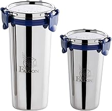 PDDFALCON Stainless Steel Eco Nxt Tumbler/Glass With Steel Lid And Extra Clamp, 100% Leak Proof (450Ml & 520Ml Each 1)