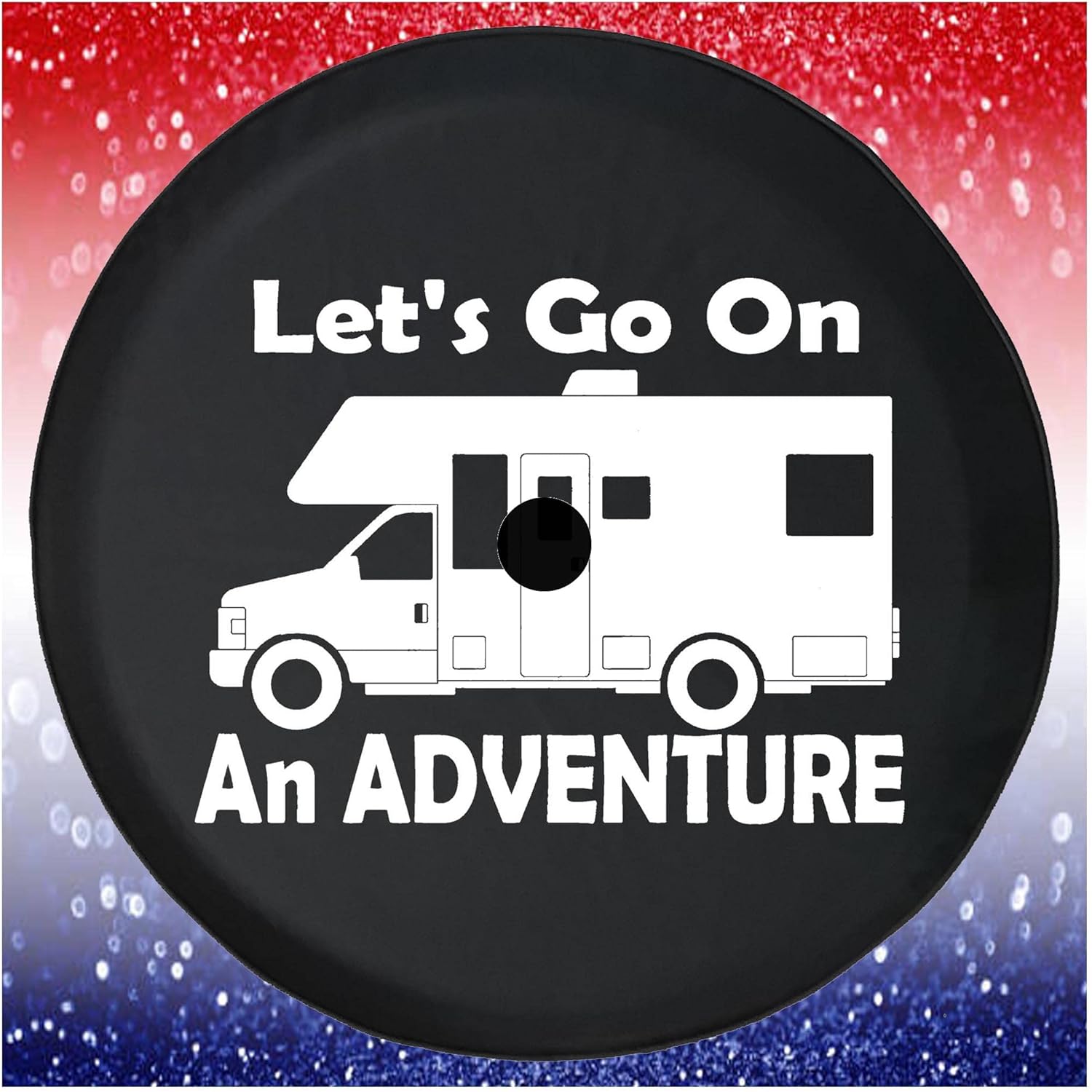 Lets Go On an Adventure RV Black 33 Inch with Backup Camera Hole Car Tire Cover - Tire Accessories for Trailers, Trucks, SUVs, Campers RVs and More