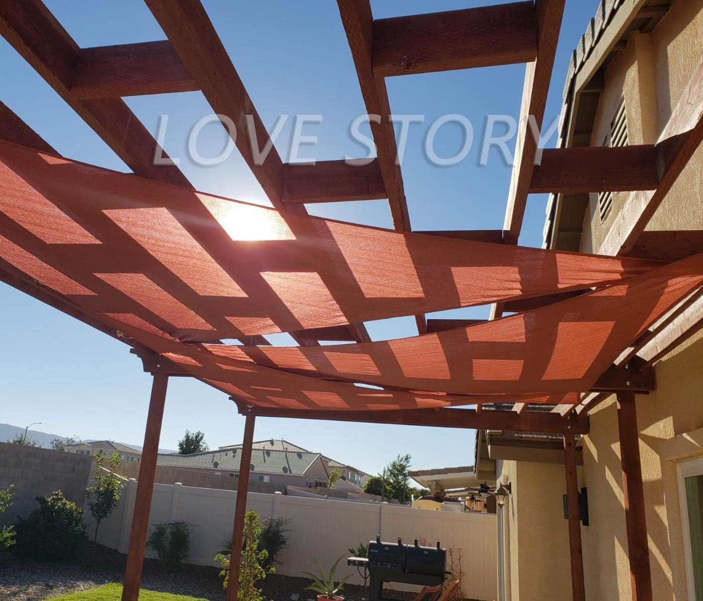 LOVE STORY 16'5'' x 16'5'' x 16'5'' Triangle Terra Red Sun Shade Sail Canopy UV Block Awning for Outdoor Patio Garden Backyard : Patio, Lawn & Garden