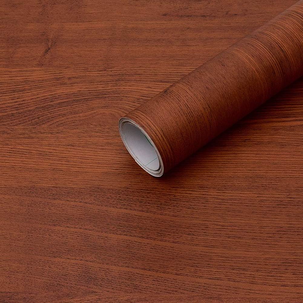Lependor 17.71" X 118" Light Brown Wood Peel and Stick Wallpaper Wood Grain Printed Stick Wall Paper Self Adhesive Film Removable Textured Wood Panel Decorative Wall Covering - 17.71" X 9.8 ft