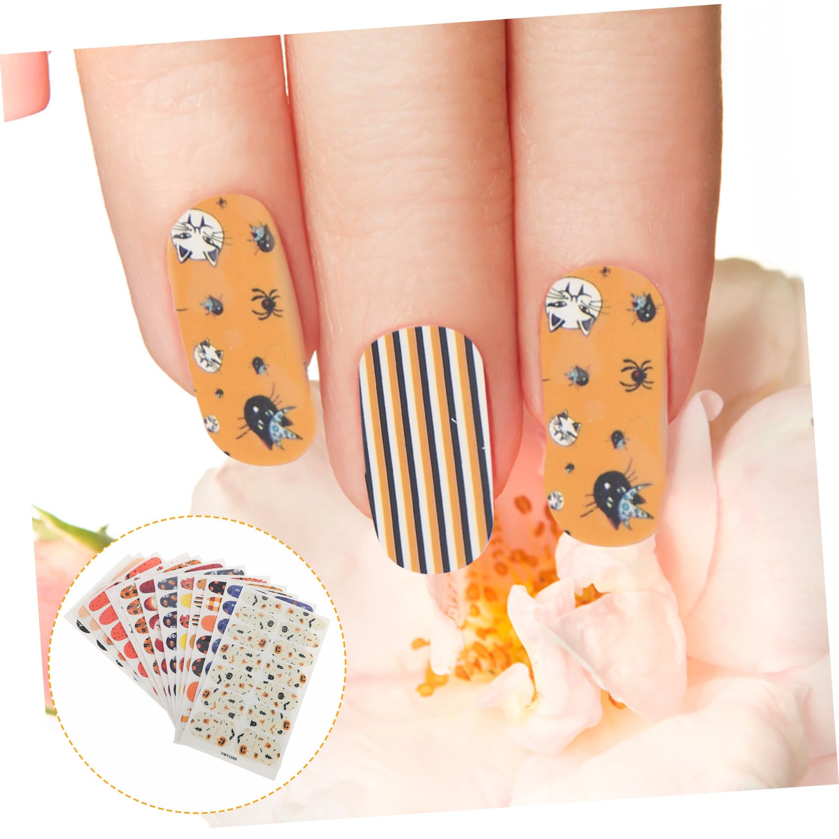 12 Hojas Pegatinas de Uñas Halloween Autoadhesivas Diseño Gótico Ultrafinas Decoración Manicure Gel Uñas Fiesta Temática