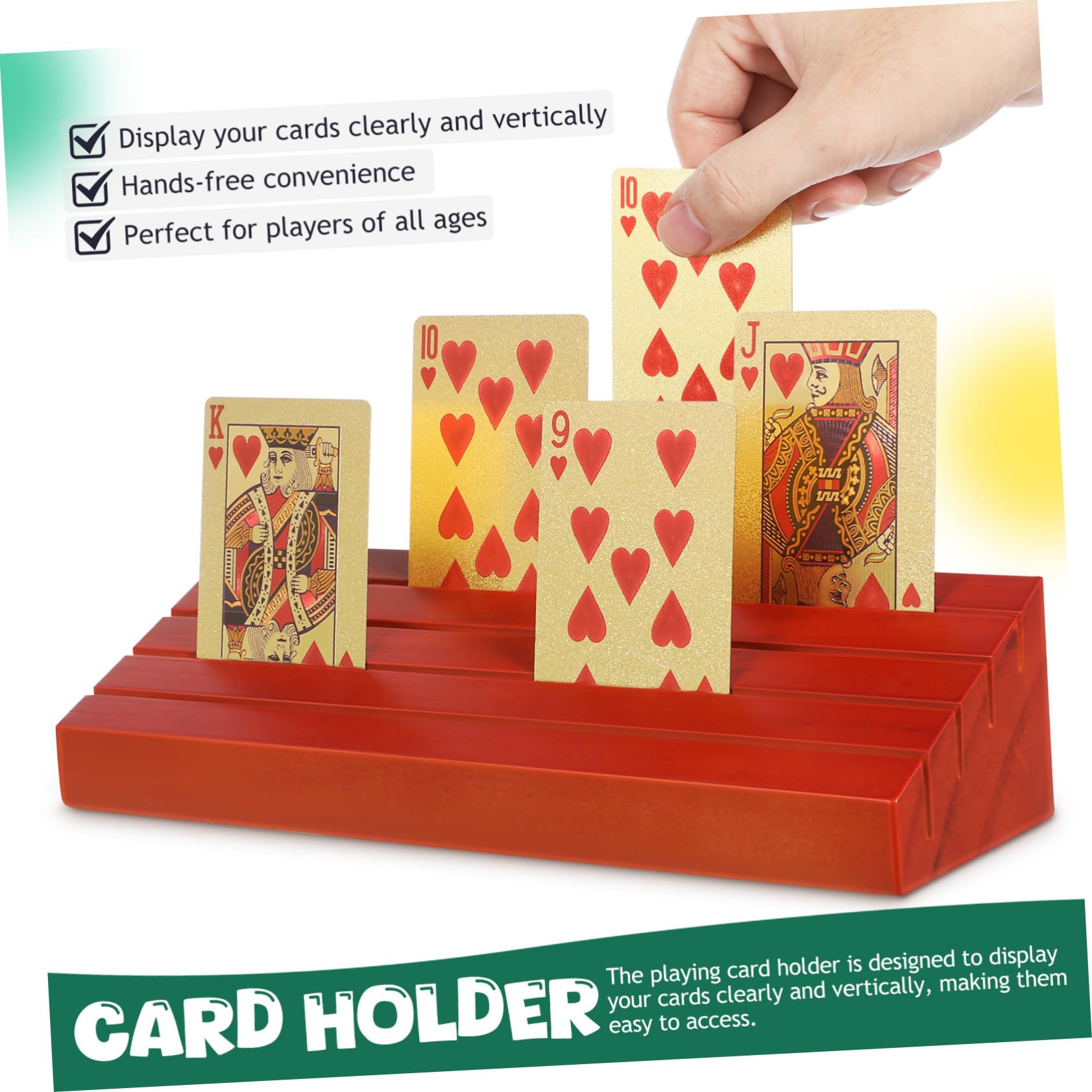 2 Pièces Support Cartes à Jouer Bois Base Stable Porte-Cartes Polyvalent pour Jeux de Poker et Rangement Médium Marron Accessoire Pratique pour Parties et Soirées