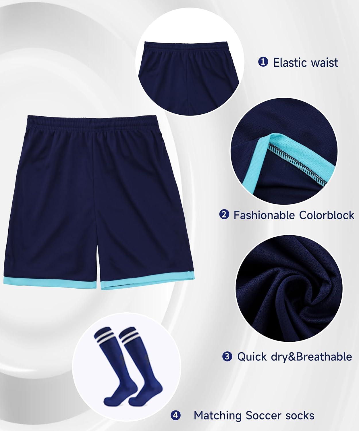 Hiheart Boys Quick Dry Soccer Jersey and Shorts with Socks Football Team Uniform