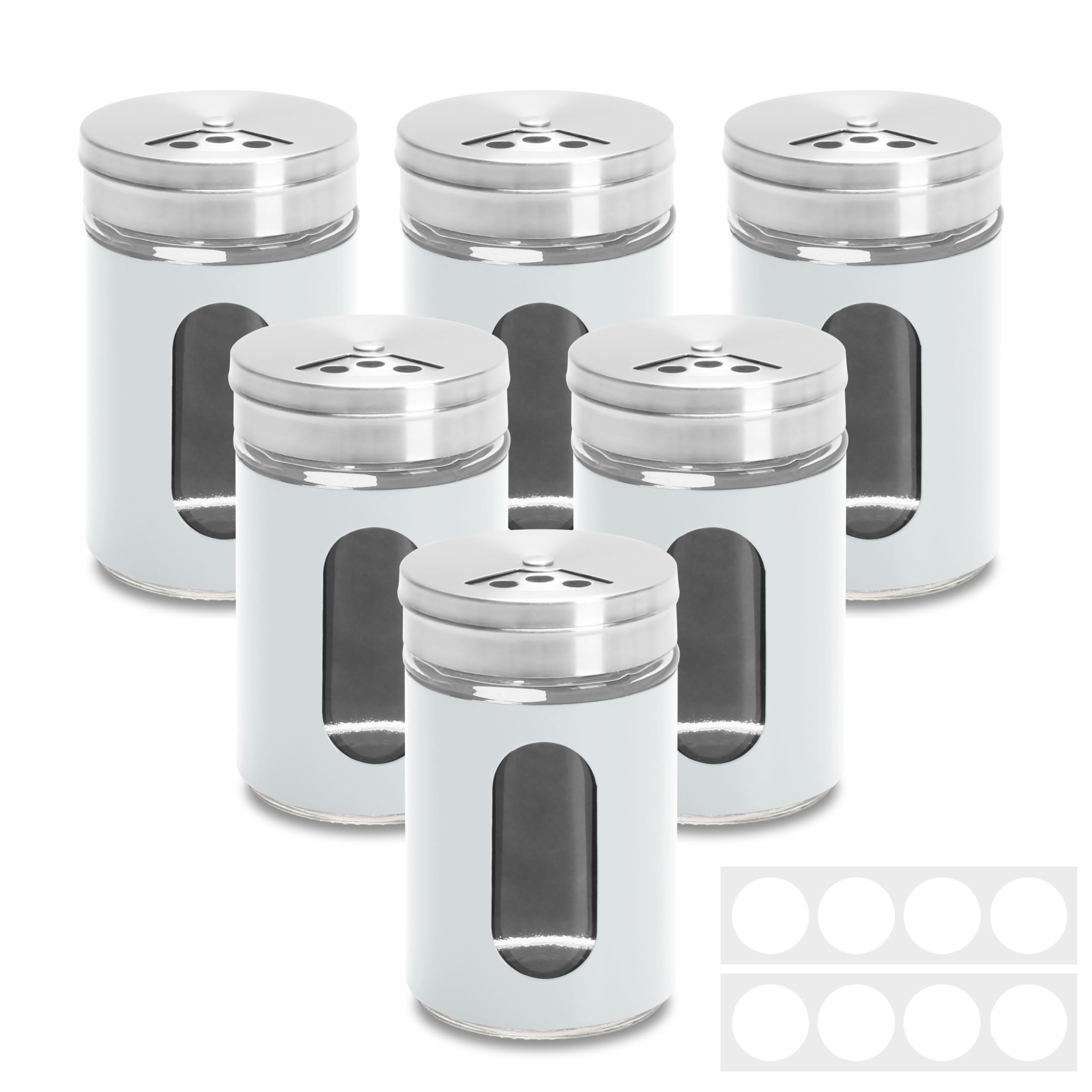 6 saleros pequeños blancos con tapas ajustables, juego de salero y pimentero de 3 onzas, saleros para cocina