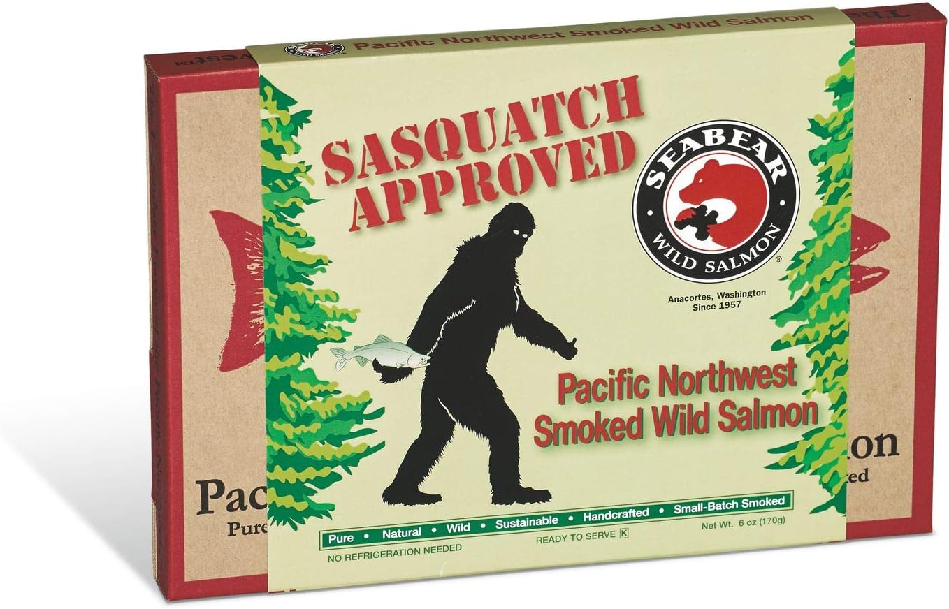 SeaBear Sasquatch Approved Smoked Wild Salmon, Pacific Northwest, 6 Ounce