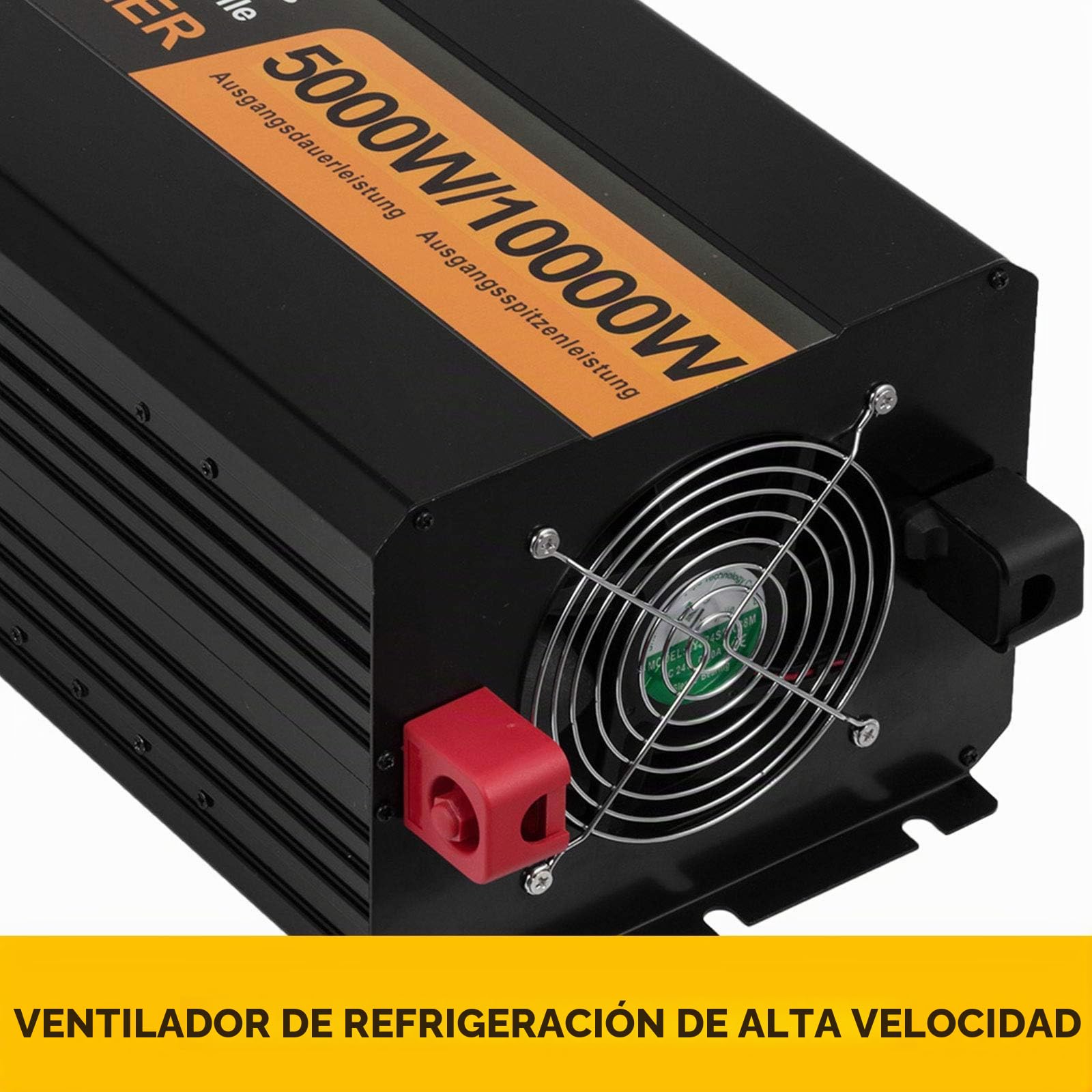 VEVOR Inversor de Onda sinusoidal Pura, 5000W 10000W, convertidor de Voltaje DC 24V a 230V AC LCD USB Ventilador de enfriamiento de Alta Velocidad de Aluminio con Control Remoto por Cable