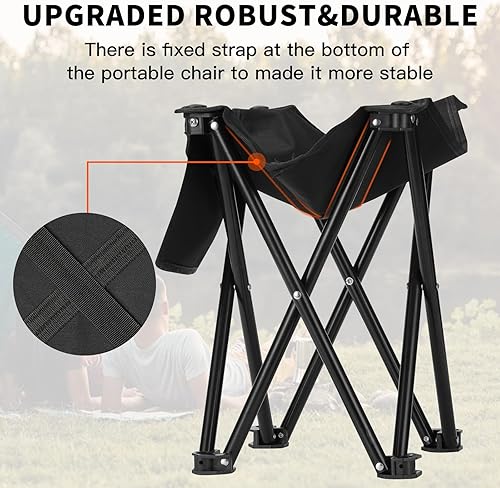 Miniatura 4 de Paquete de 2 taburetes de campamento, taburete plegable portátil de 13.5 pulgadas para exteriores, jardinería, fiesta en la playa, senderismo,