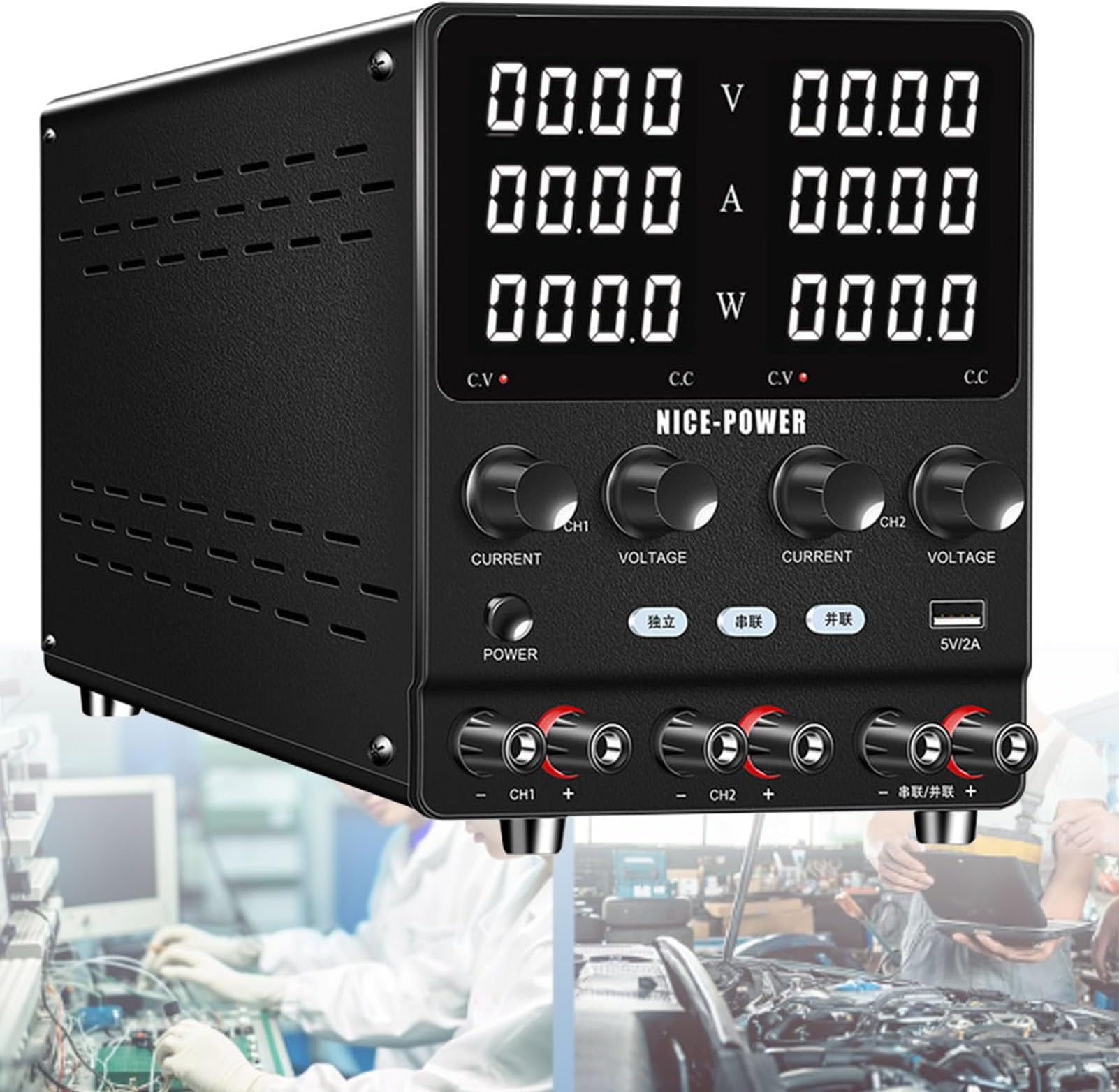 Dual-Channel Power Supply - Adjustable Variable Bench Programmable Voltage Stabilizer for Electronics, Phone Repair, DIY Projects - Dual Output 30V 10A