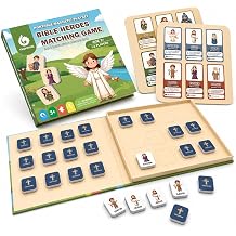 TRAVOFUN Bible Heroes Matching Game for Kids, Portable Magnetic Memory Game with Clue Cards, Christian Travel Toy for Church Quiet Time, Screen-Free Bible Game for Ages 3+, 1-2 Players