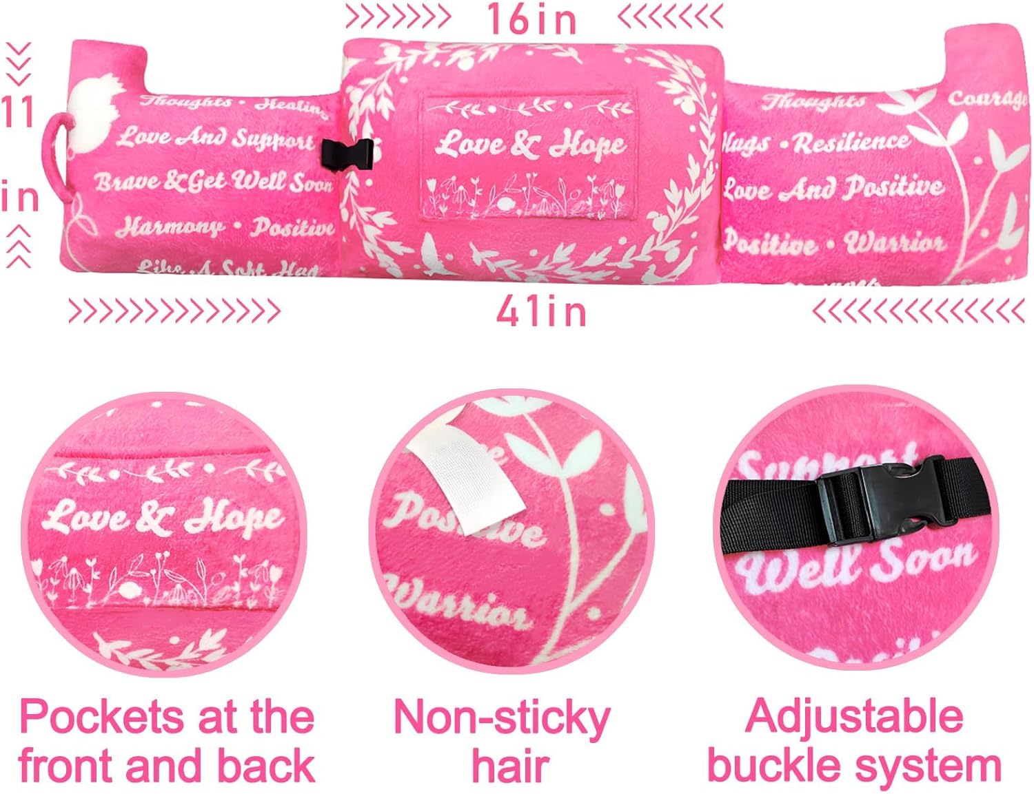 Mastectomy Pillow Post-Surgery Pillow for Mastectomy and Breast Cancer Recovery Comfort Gifts for Women Patients Pink Proverb