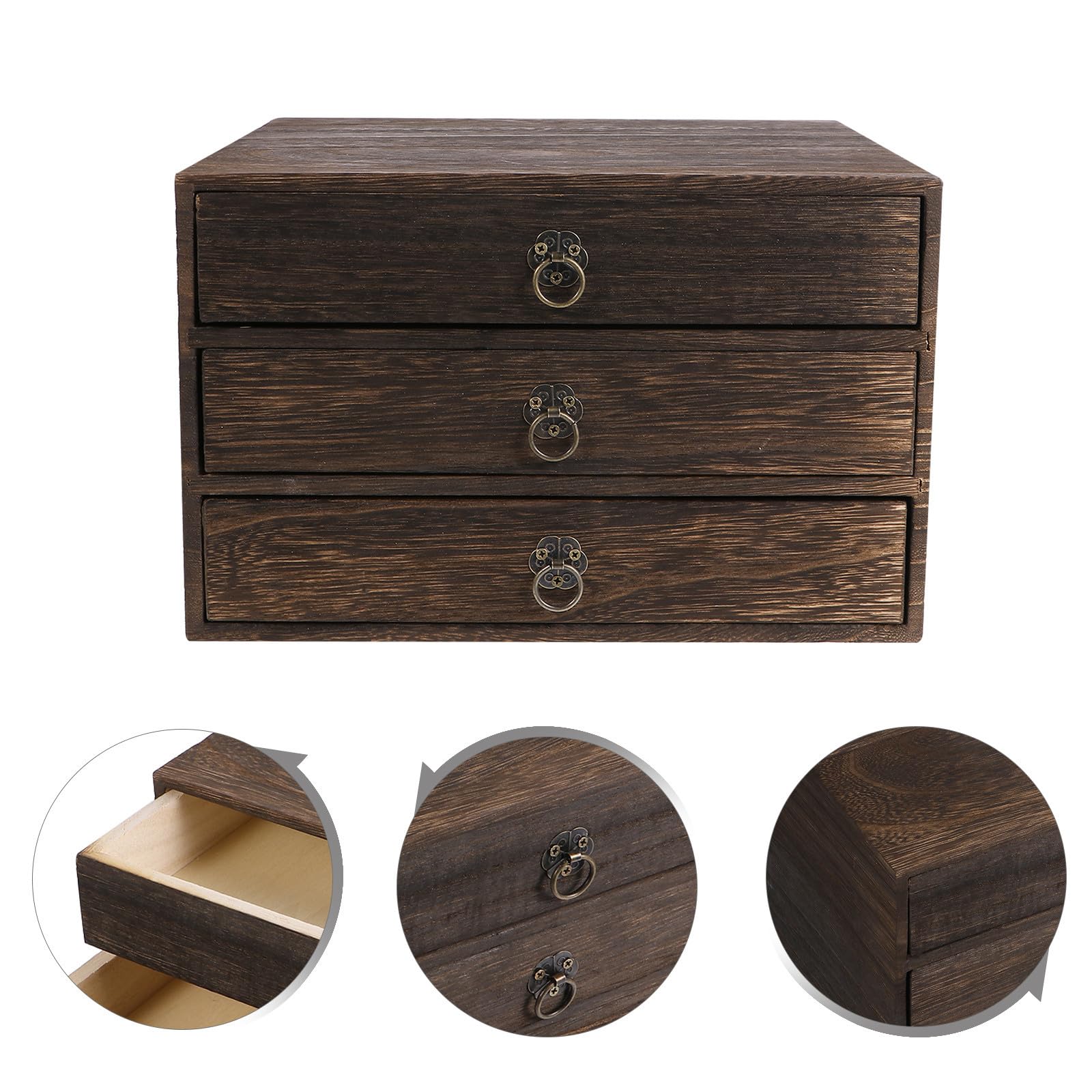 Organizzatore da Scrivania in Legno Massello 3 Livelli, Stile Retrò, Facile da Usare per Organizzare Accessori e Decorare la Casa