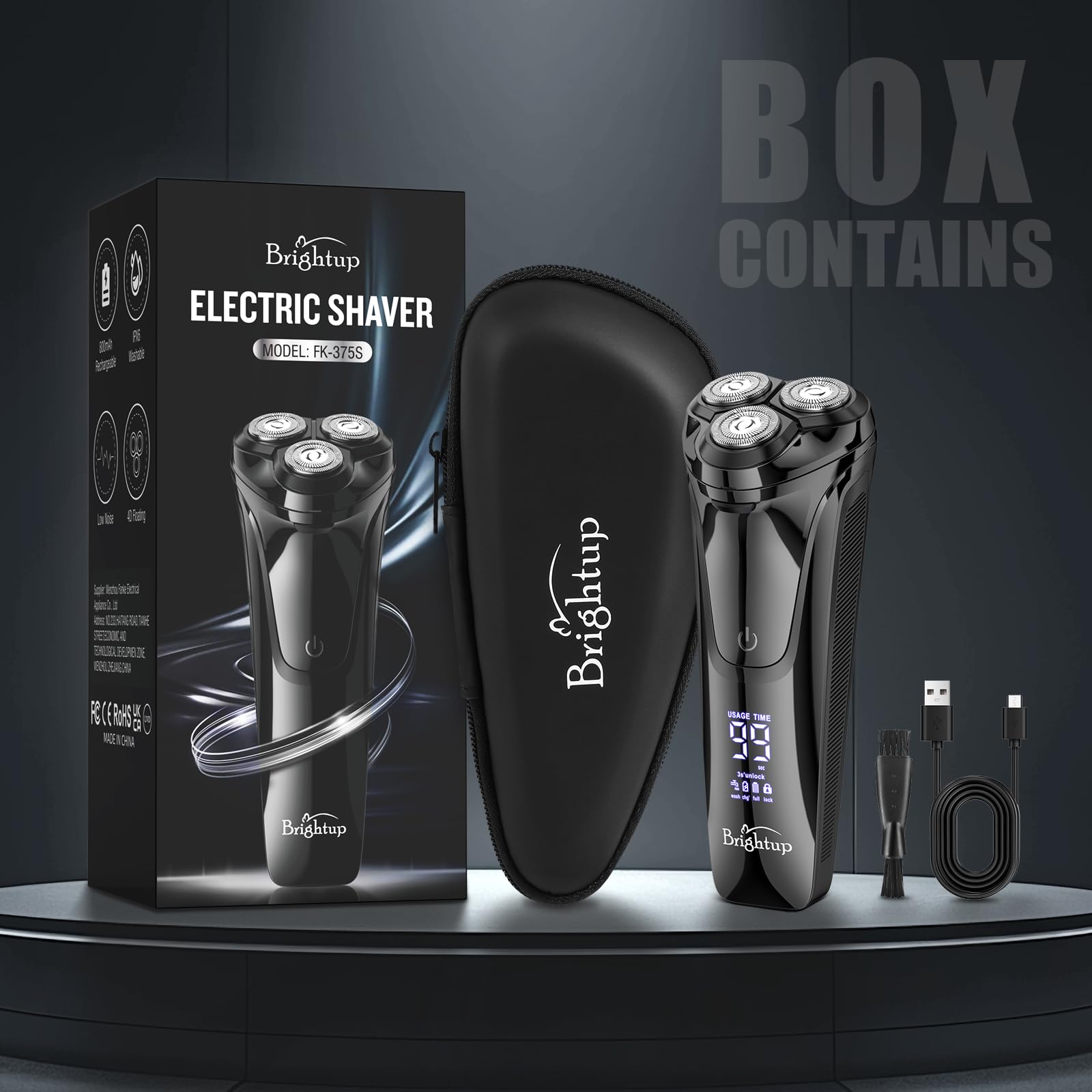 Brightup Rasierer Herren Elektrisch mit 4D-Schwebekopf, Kabellos LED Elektrischer Nass- und Trockenrasierer für Männe, IPX6 Wasserdichter Elektrorasierer, USB-C Aufladung & Pop-Up Trimmer, Reisesperre