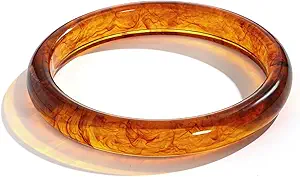 WOWORAMA Thin Acrylic Resin Bangles Bracelet for Women Dainty Round Acrylic Bracelets Cream White Tortoise Acetate Resin Bangles Simple Plastic Bracelet Jewelry