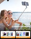 Selfie Stick for iPhone, Selfie Stick Tripod with Wireless Remote, Foldable & Portable Phone Tripod Stand for iPhone Android, Pocket-Size for Travel, Vlog, Video Recording