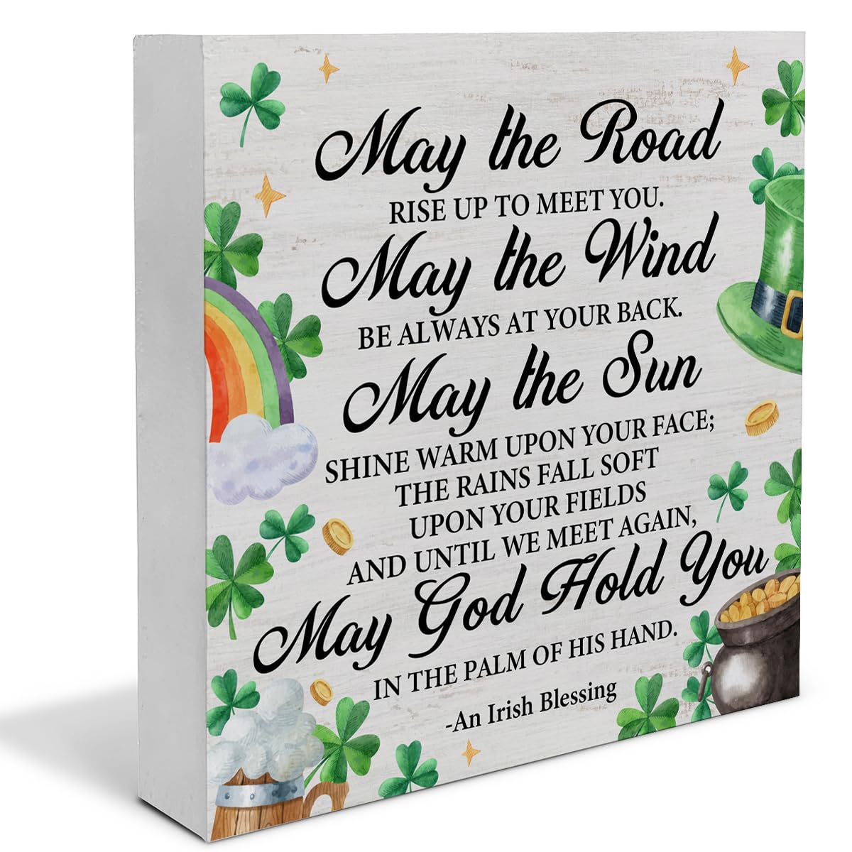 Irish Blessing Decor St. Patricks Day Decor, Rustic an Irish Blessing Wood Sign Home Tabletop Shelf Desk Decor, St Patricks Day Decorations,5x5 inch