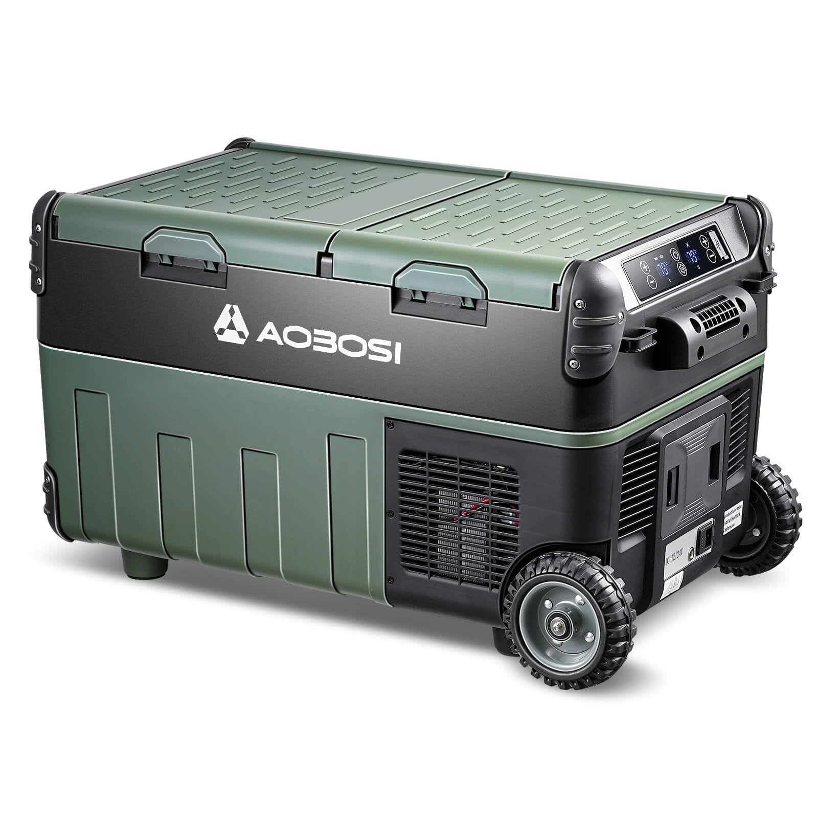 AAOBOSI Nevera Portatil 30L, Nevera Coche Doble Zona，20°C a -20°C, 12/24V DC y 100-240V AC, Rugged Nevera 12V Compresor para Coches, Camiones, Autocaravanas, Barcos, Hogar, Camping y Pesca