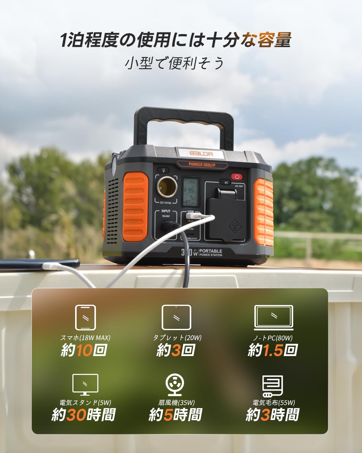 『BALDR PIONEER 200ポータブル電源』キャンプ・災害時 BALDR PIONEER200 ポータブル電源 ポータブルバッテリー