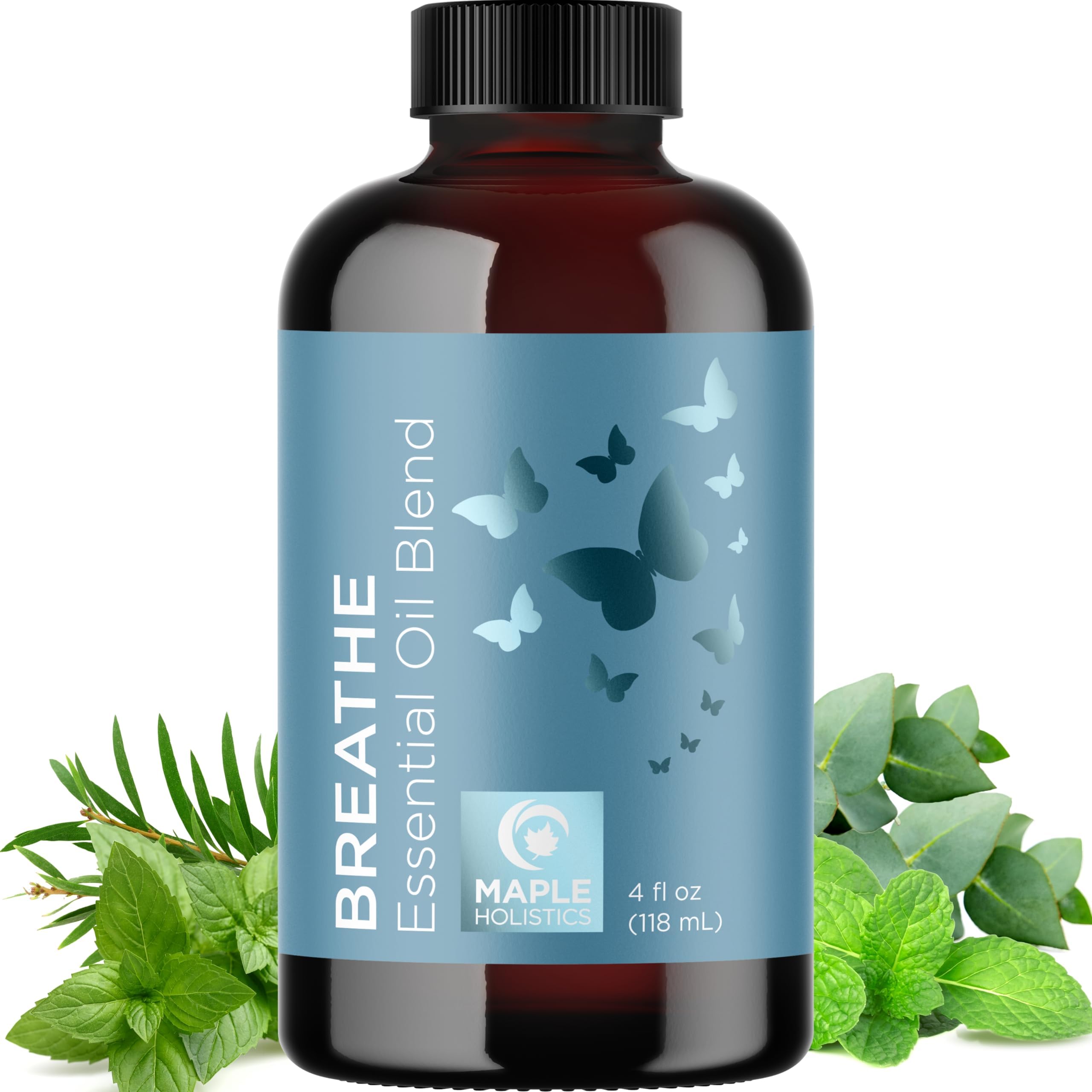 Breathe Blend Essential Oil for Diffuser - Invigorating Breathe Essential Oil Blend with Eucalyptus Peppermint Tea Tree and Mint Essential Oils for Diffusers for Home and Shower Aromatherapy 4oz