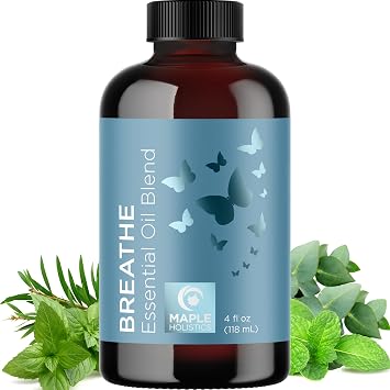 Breathe Essential Oil for Diffuser - Invigorating and Refreshing Breathe Essential Oil Blend with Eucalyptus Peppermint Tea Tree and Mint for Diffusers for Home and Shower Aromatherapy 4 Fl Oz