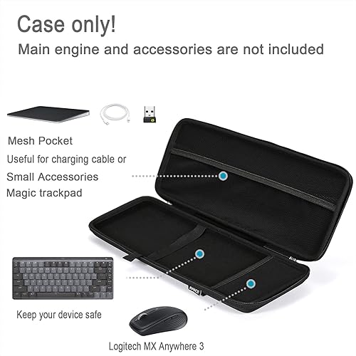 Miniatura 2 de RAIACE Estuche de almacenamiento rígido compatible con Logitech MX Keys Mini teclado mecánico inalámbrico de rendimiento iluminado. (solo funda),