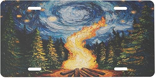 Miniatura 34 de Árbol de la vida - Placa de matrícula colorida abstracta divertida de aluminio para placas delanteras decorativas, impermeables, sin óxido, A: