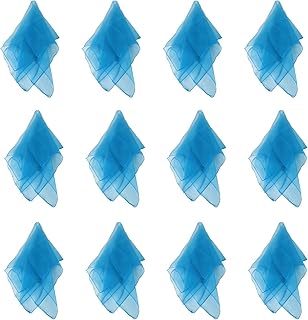 Larcele 12pcs Juggling Silk Dance Scarves for Magic Tricks Performance Props Accessories 24 by 24 Inches WDSJ-02 (Blue)