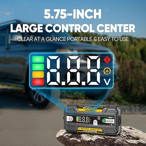 Miniatura 6 de LOKITHOR Arrancador J400 con tecnología ConnectMax, arrancador de batería de 2000 A de 12 V portátil, caja de salto de litio y paquete de salto para