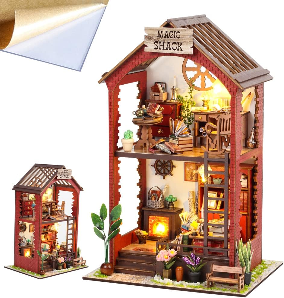 DIY Miniature and Furniture Dollhouse Kit,Mini 3D Wooden Doll House Craft Model with LED,Creative Room Idea for Valentine's Day Birthday Gift