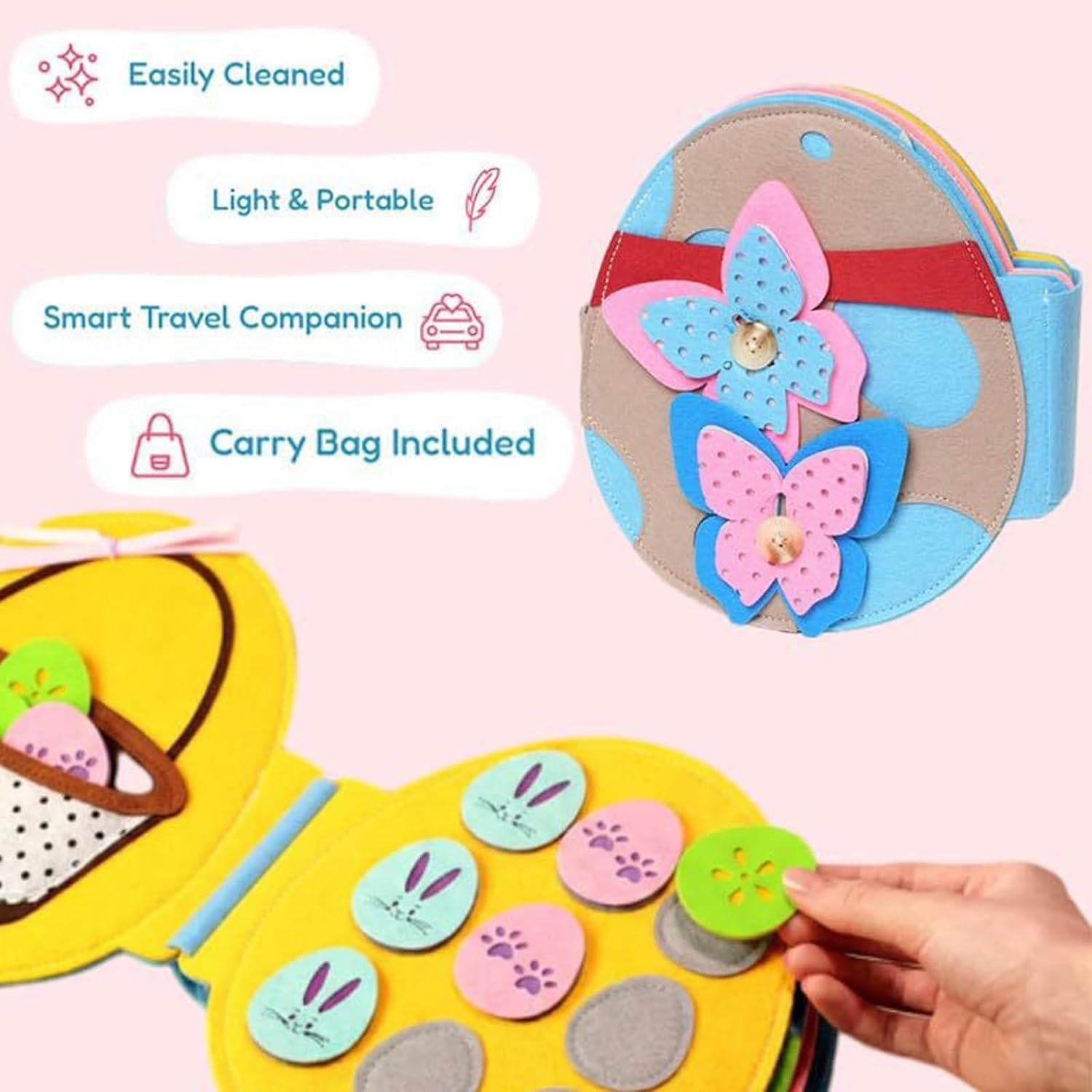 Whoasyst Colorful Rabbits Painting Craft Kits Eggs Hunt Book for Preschool Easter Holiday Celebrations Sticker Book for Festival Preschool Art Learning Set