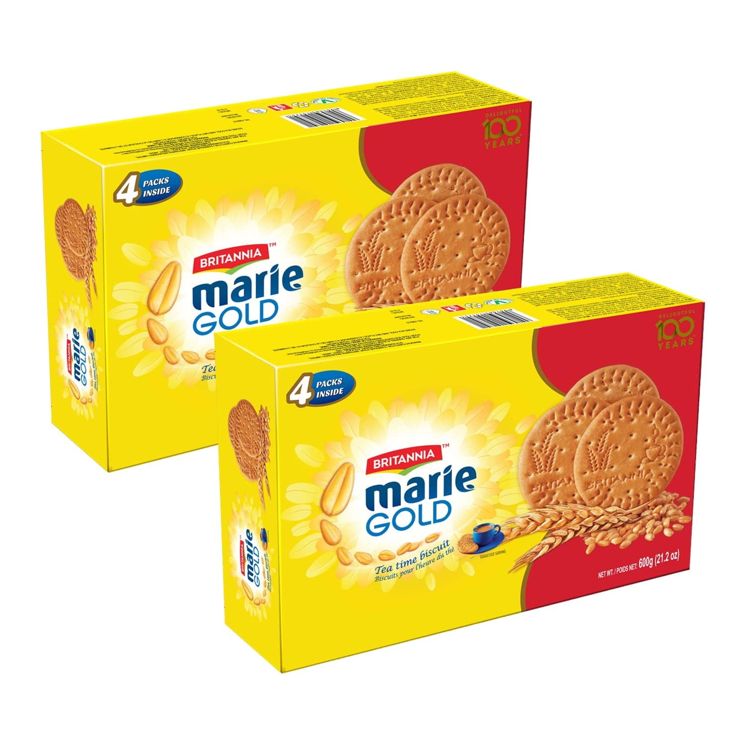 Britannia Marie Gold Cookies 21.16oz (600g) - Crispy Tea Time Snack - Delicious Grocery Cookies (Pack of 2)