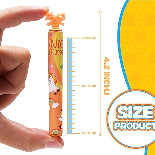 Miniatura 6 de Paquete de 32 mini varita de burbujas de unicornio a granel con calcomanías, recuerdos de fiesta pastel, decoración de fiestas de cumpleaños para