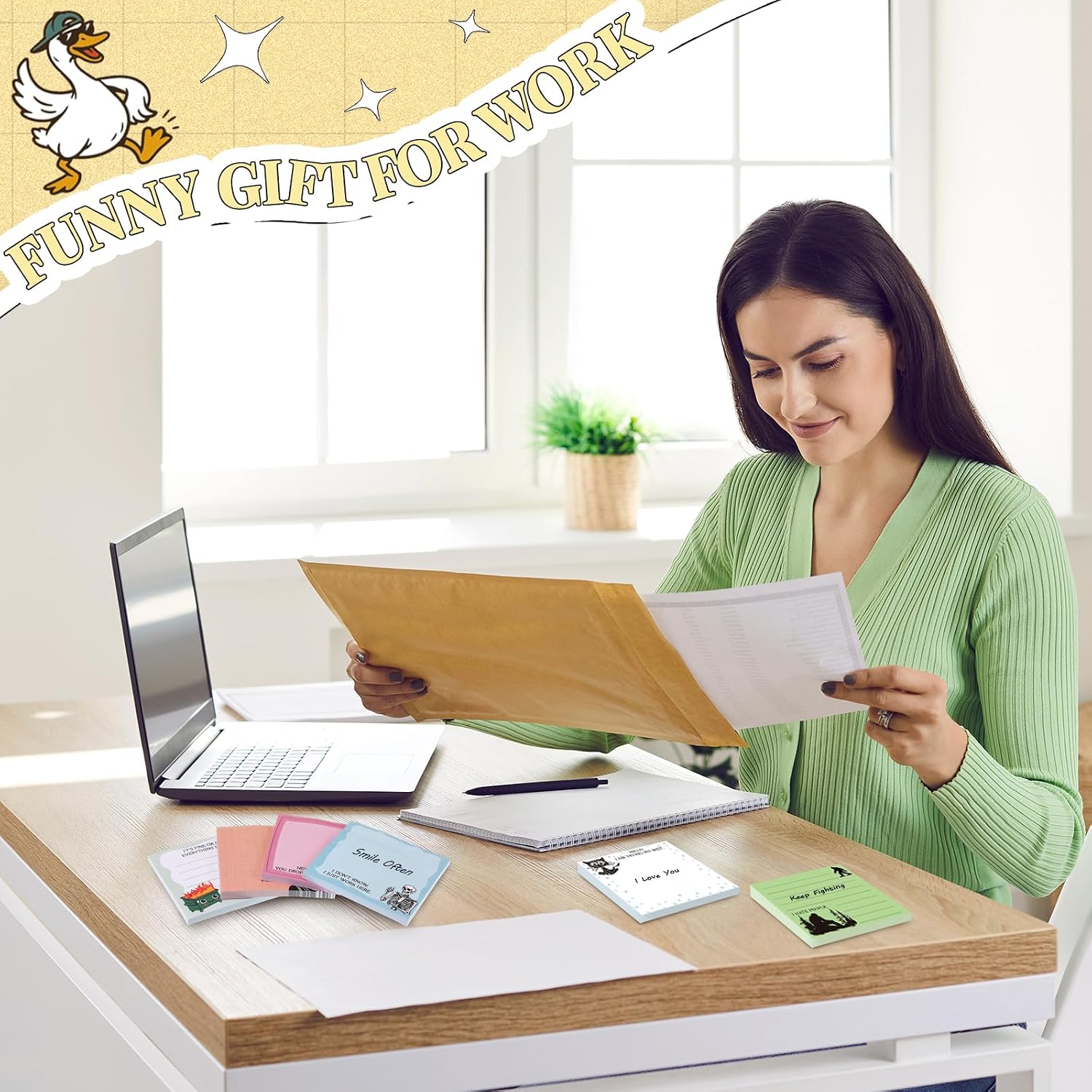 9 Pads Funny Sticky Notes, 3x3 Inch Cute Stick Notepads image 4