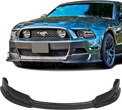 Compatible with/Replacement for Front Bumper Lip, RTR Style PU Front Lip Spoiler Black, Fits 2013 2014 Ford Mustang Base V6 GT V8
