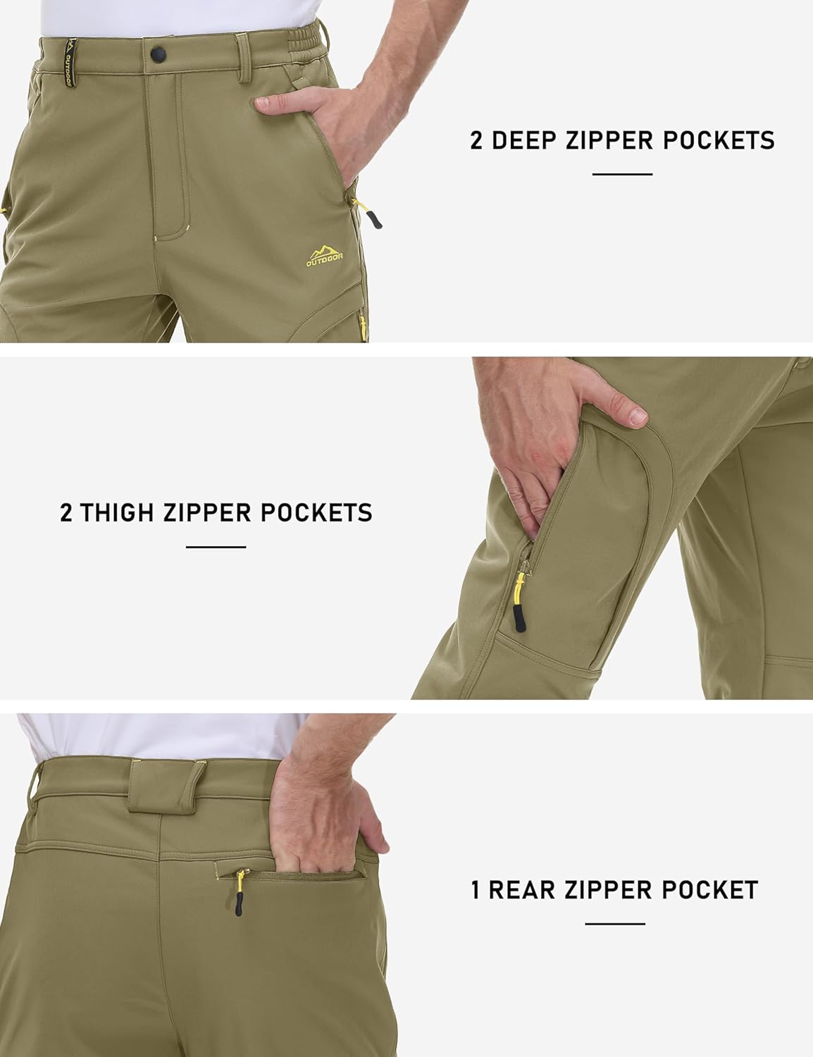 TACVASEN Winter Pants for Men Fleece Lined Waterproof Pants Insulated Hiking Pant for Ski Snowboard Outdoor Work Hunting - Image 5