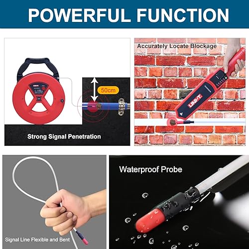 Miniatura 6 de UNI-T Detector de bloqueo de tuberías de pared 114.8 ft Escáner de obstrucción de tuberías Plomeros Herramienta de diagnóstico de instrumentos para