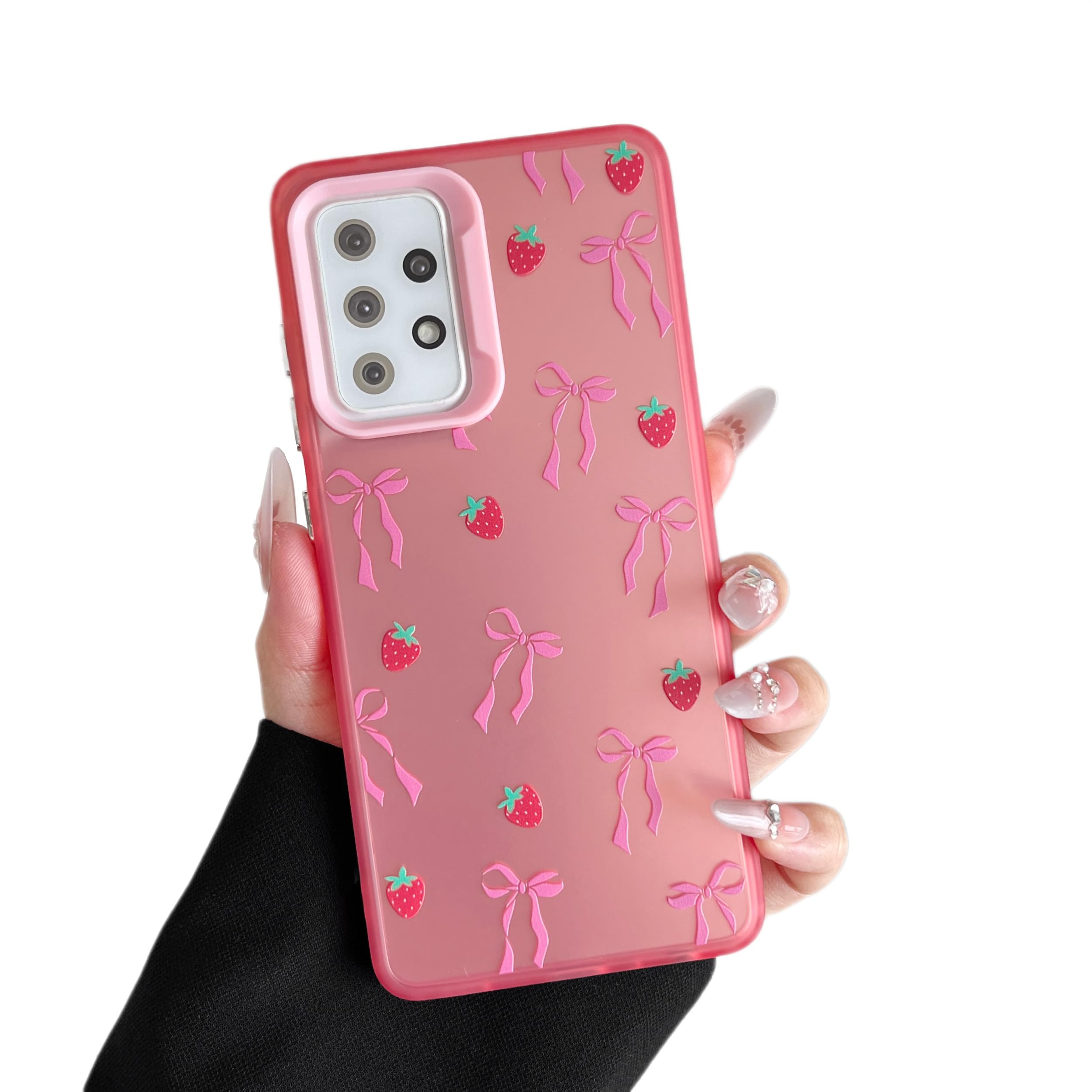 ZTOFERA for Samsung Galaxy A53 5G Case,Cute Pink Ribbon Bow Tie Aesthetic Phone Case,Trendy Slim Hard IMD Shockproof Protective Bumper Phone Cover for