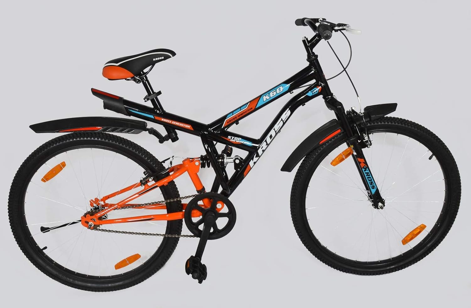 Buy Kross K-60 26 inches Single Speed Dual Suspension Bike for Adults  (Black and Orange) Online at Low Prices in India - Amazon.in