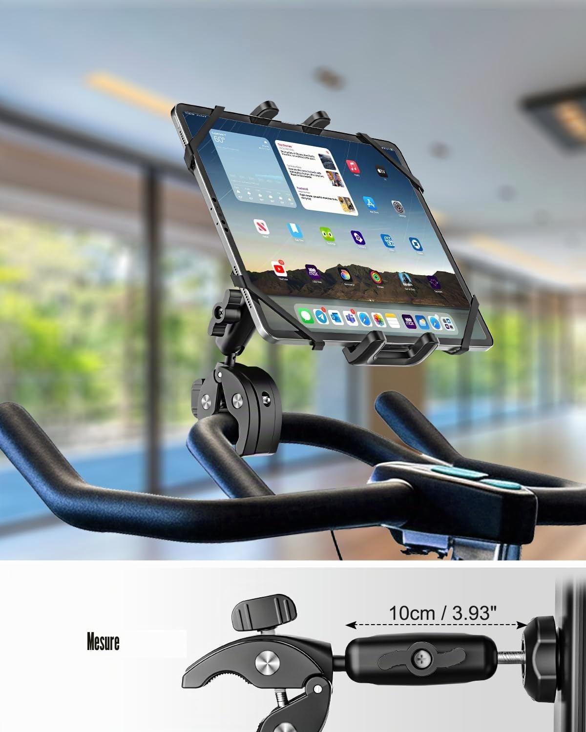 Multi-Fonction Métal Support Tablette Moto Vélo [Design Contemporain], Rotation libre 360° universelle Porte tablette guidon, pour iPad, Sumsung Tab, Sony Autre 4.7-12.9" Telephone et Tablette