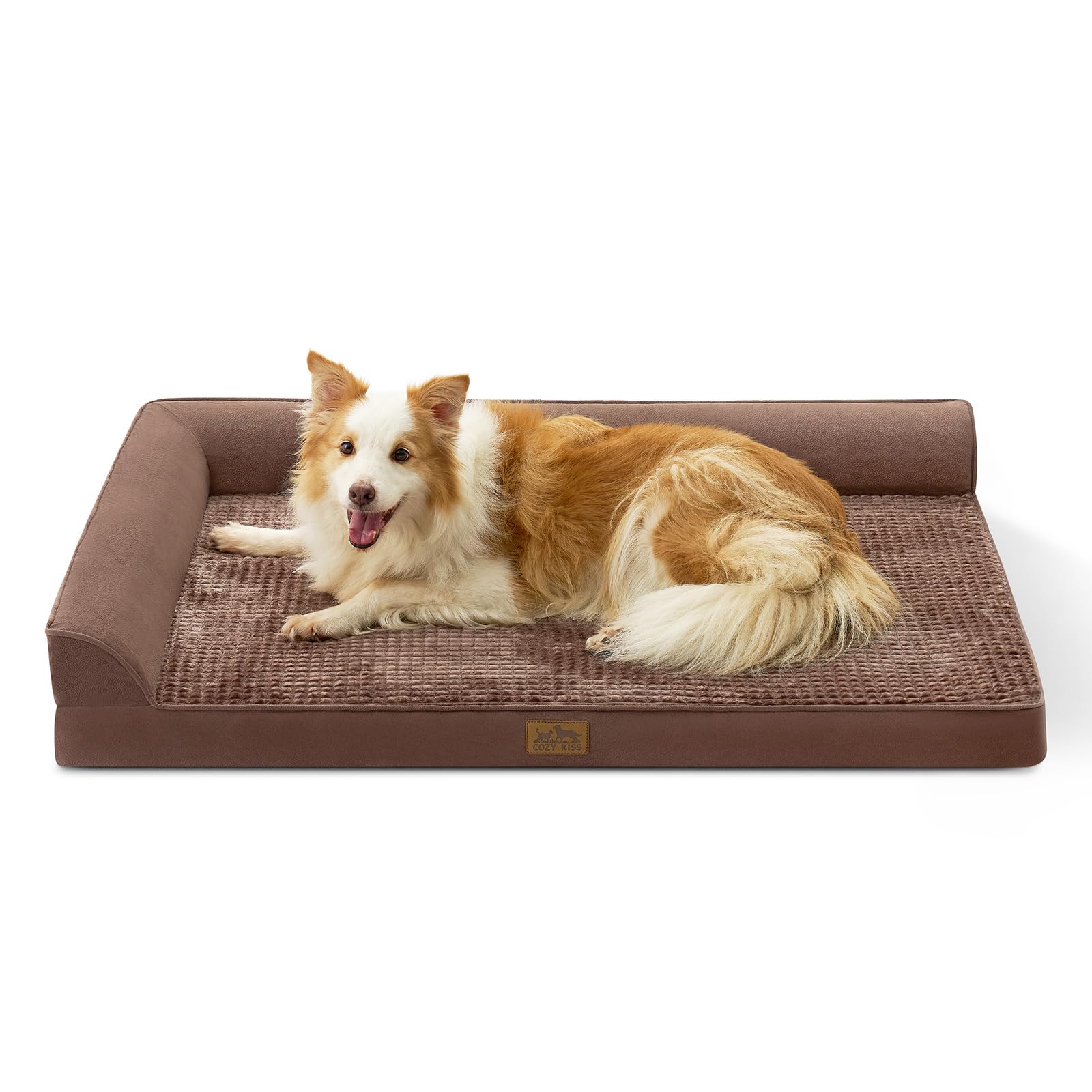 Cosy KISS - Cuccia ortopedica per cani di taglia grande, XL per cani di taglia grande, imbottitura in schiuma di supporto con rivestimento impermeabile e fondo antiscivolo, colore: Marrone