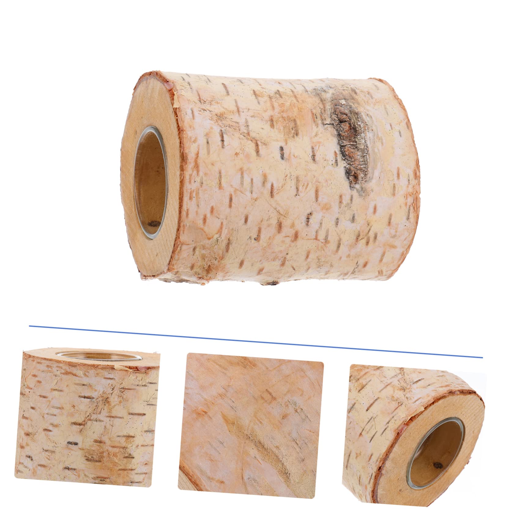 Portacandele in Legno di Betulla Base in Vetro, Design Semplice e Creativo, Pratica Decorazione per Uso in Casa e Ufficio