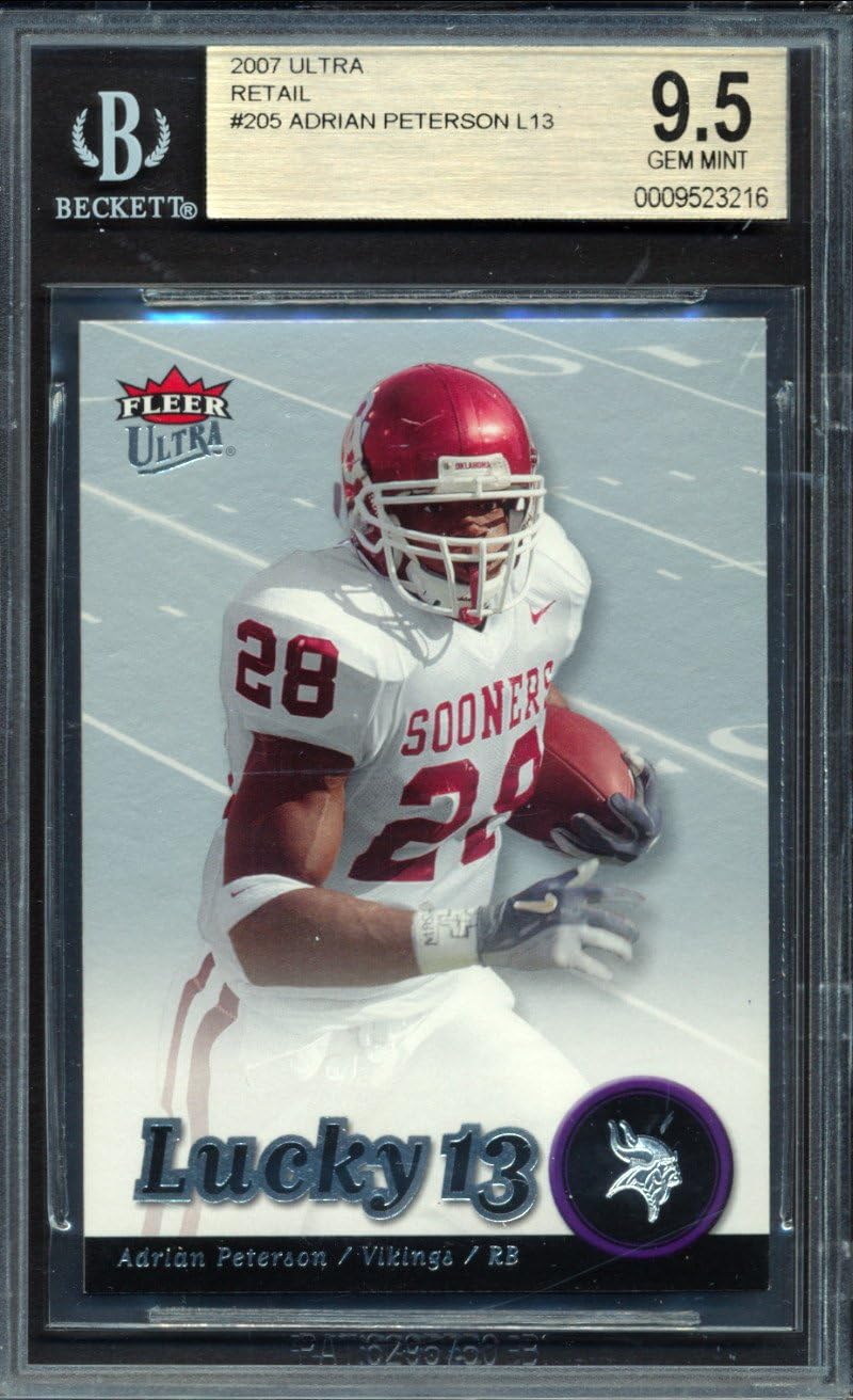 2007 Ultra Retail Lucky 13#205 Adrian Peterson Rookie Card Graded BGS 9.5 (NS)
