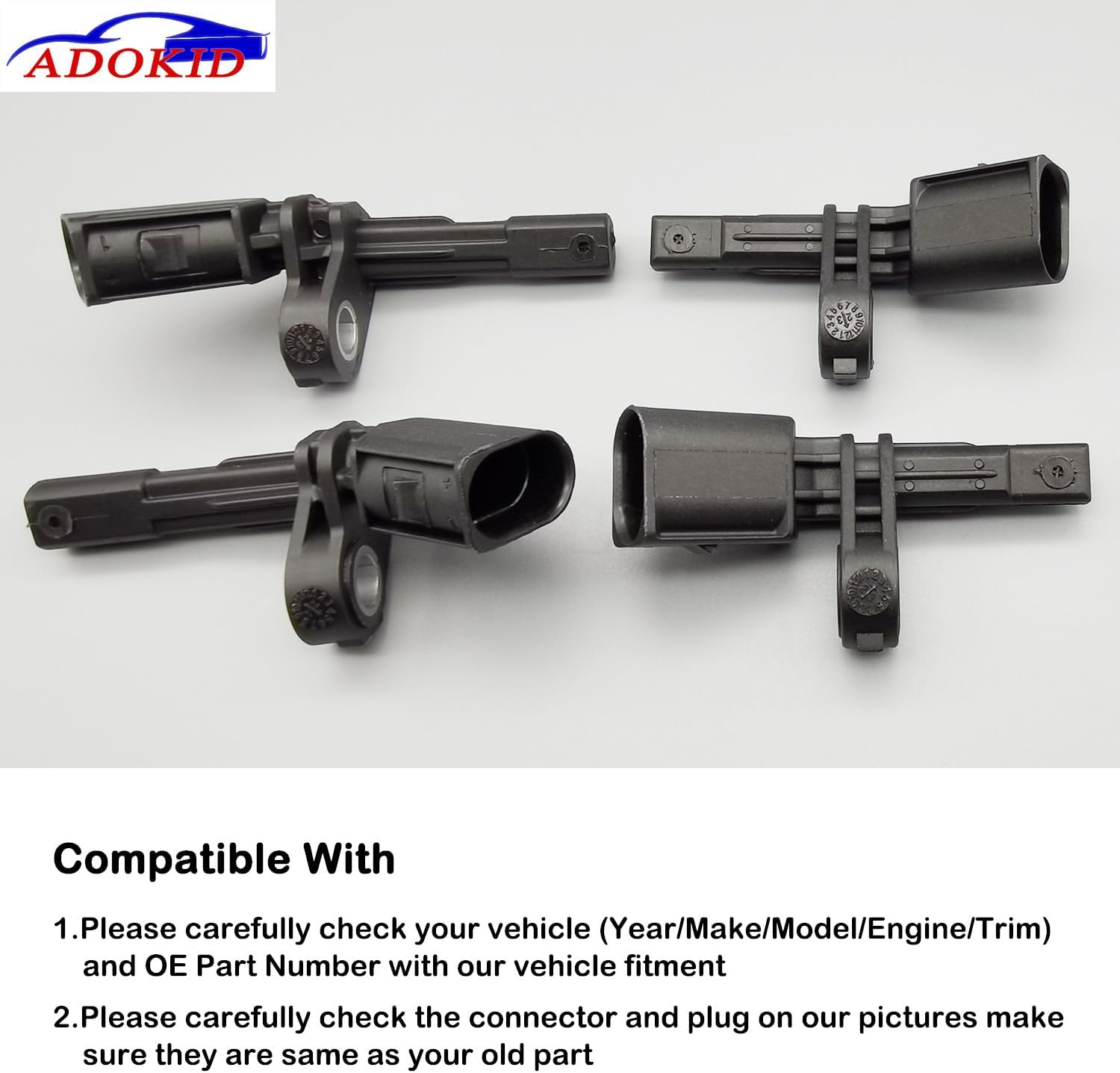Front Rear ABS Wheel Speed Sensor Left & Right for Volkswagen VW Passat Jetta Tiguan Beetle GTI EOS Golf CC, Audi A3 TT 2006-2018, Replaces ALS467 ALS430 ALS469, Pack of 4