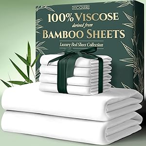 DECOLURE 100% Viscose Derived from Bamboo Sheets King Size 6pcs - Ultra Soft & Luxuriously Cooling, 17
